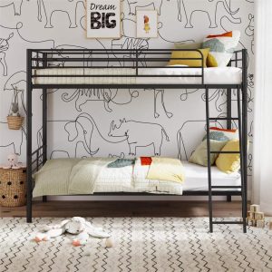 Mainstays Convertible Twin over Twin Metal Bunk Bed, Black
