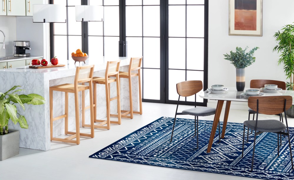 SAFAVIEH Tulum Ronald Oriental Area Rug, Navy/Ivory, 6'7" x 6'7" Square - Image 8