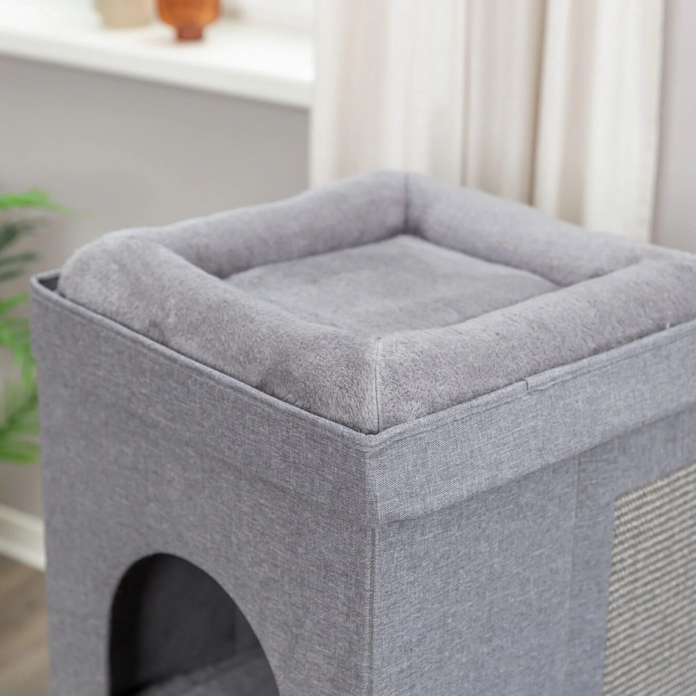 TRIXIE Crazy Cube Stackable Cat Condo with Sisal Scratching Surface, Cozy Hideaway, Gray - Image 3