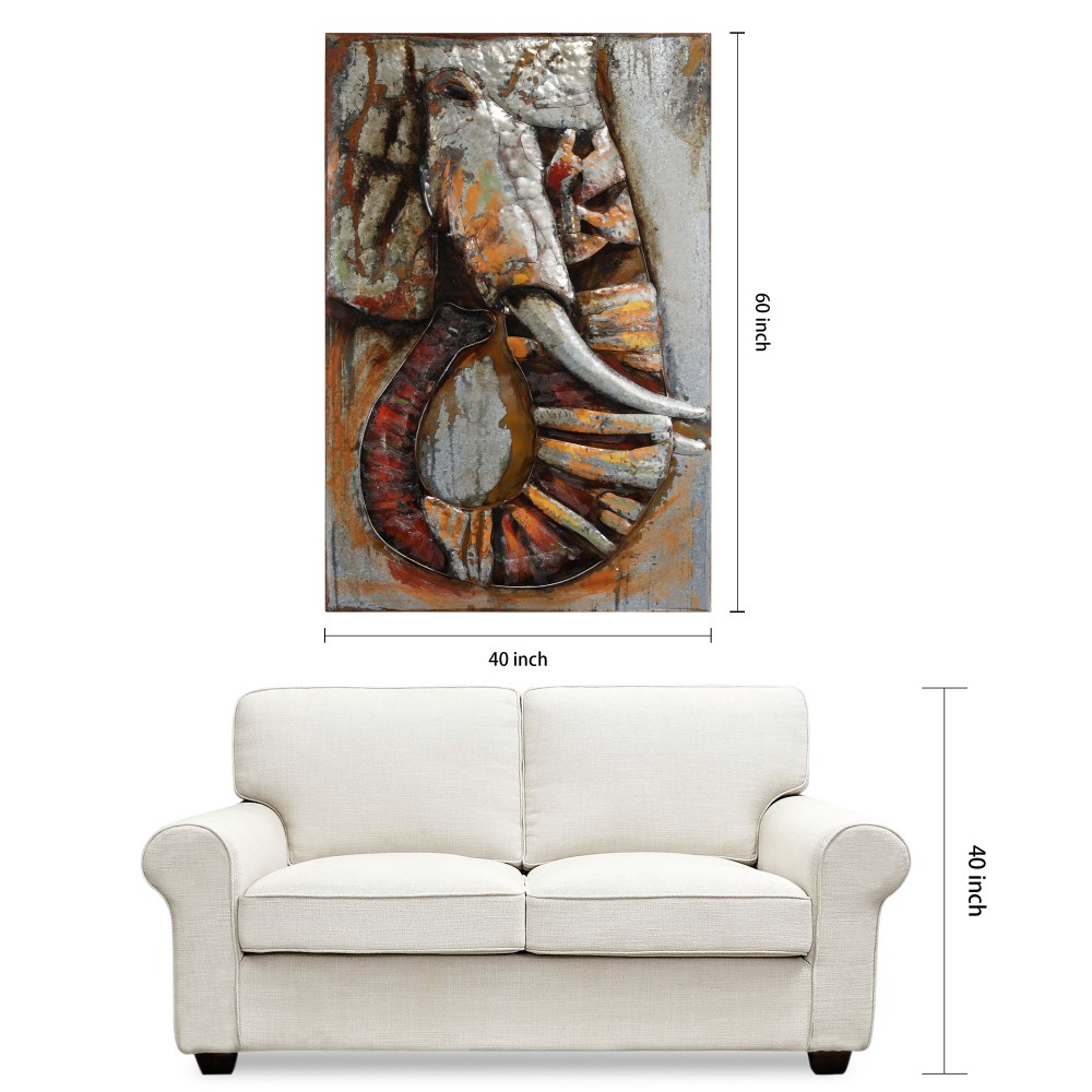 Empire Art Direct Elephant Hand Painted 3D Metal Wall Art, 60" x 40" x 2.8", Ready to Hang - Image 3