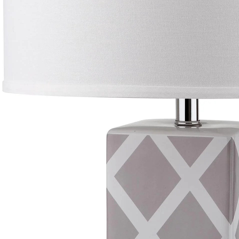 SAFAVIEH Garden Lattice 27 in. H Geometric Table Lamp, Grey, Set of 2 - Image 7