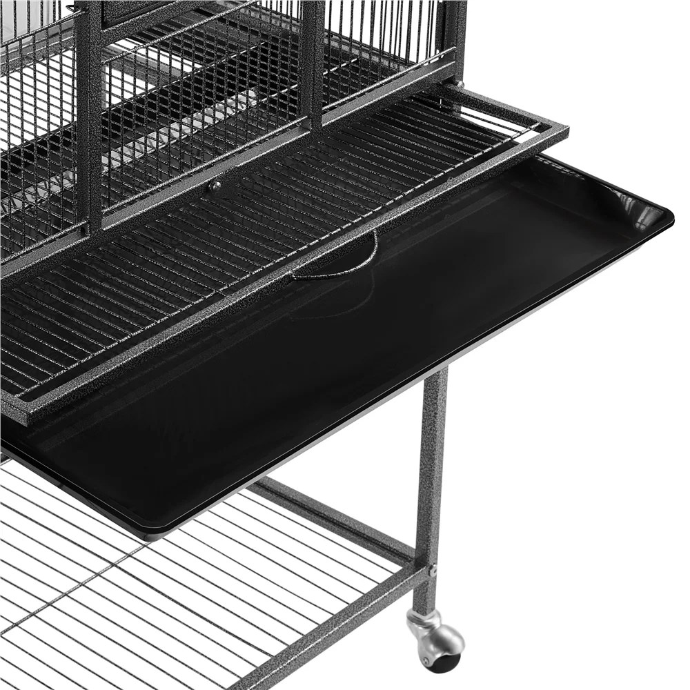 Renwick 54"H Large Rolling Metal Pet Cage for Birds or Small Animal, Black - Image 3