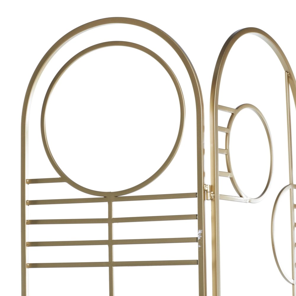 DecMode Modern 3 Panel Metal Room Divider Screen with Geometric Pattern and Gold Finish, 50"W x 69"H - Image 11