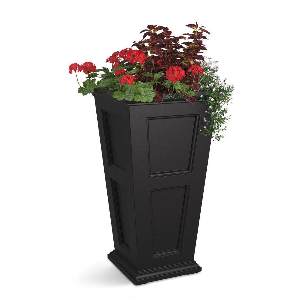 Mayne Fairfield 22" x 22" x 40" Square Tall Black Plastic Planter - Image 2