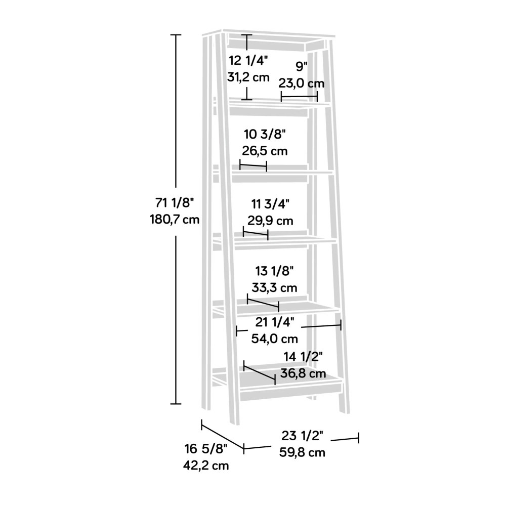 Sauder Trestle 5-Shelf Open Display Bookcase, Mystic Oak Finish - Image 4