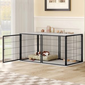 Large Dog Cage 48" Dog Kennel for Medium Dogs Puppy Dog Playpen with Top, Pet Cage, Indoor, Black.48"L x 26.3"W x 23.8"H.
