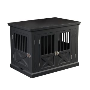 Contemporary Home Living 30.5" Black Rectangular Medium Slide Triple Door Dog Crate