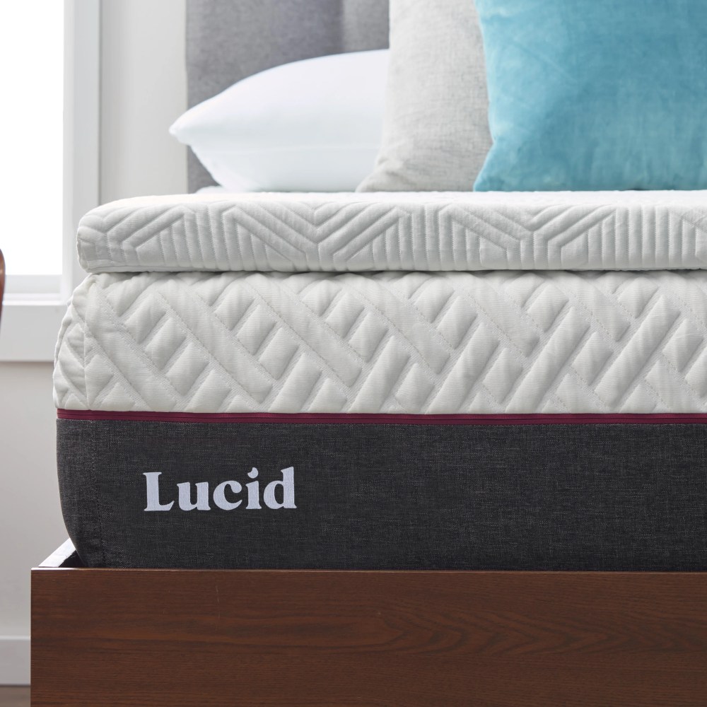 Lucid 2" Gel Memory Foam Mattress Topper, Queen - Infused with Cooling Gel and Aloe, Washable Cover - Image 9
