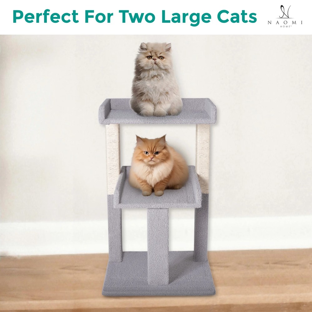 Lulu 2-Tier Cat Tree Tower for Indoor Cats-Large Cat Tower & Cat Condo for Large Cats Cat Tree House:Gray - Image 7