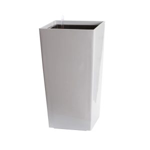 Algreen Modena 30-In. Square Taper Planter,  Self-Watering,  Glossy White