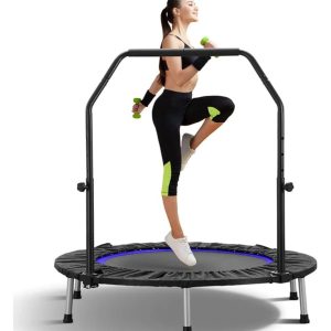 40" Mini Trampoline Rebounder for Adults,  Indoor Outdoor Fitness Trampoline with Adjustable Handle,  330lbs Capacity