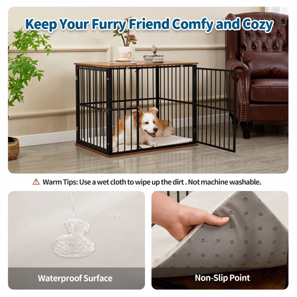 Made4Pets Medium Wooden Dog Crate Furniture with Washable Cushion for Dogs - Image 10