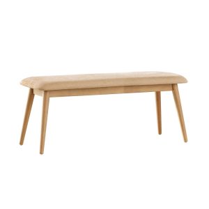 Weston Home Arne Mid-Century Tapered Beige Fabric Dining Bench,Natural Finish