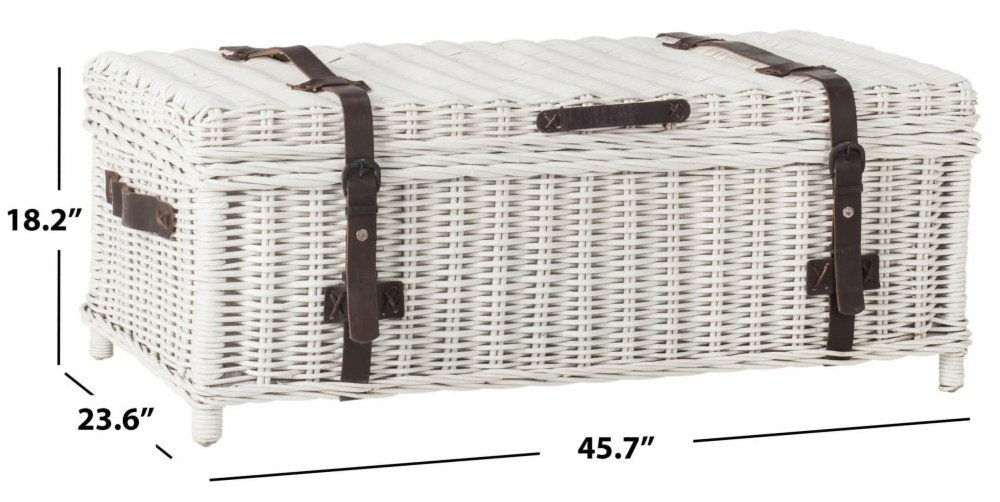 SAFAVIEH Navarro Rattan Coffee Table Trunk White - Image 6