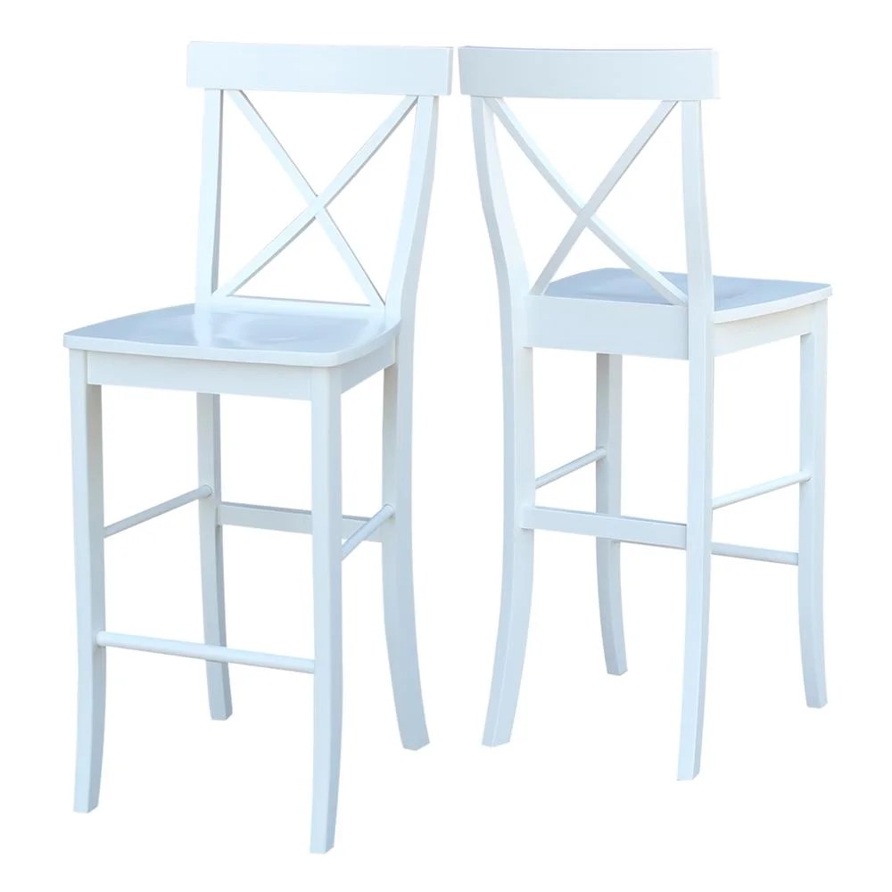 International Concepts Cross Back Solid Wood 30 in. Bar Height Stool in White - Image 10