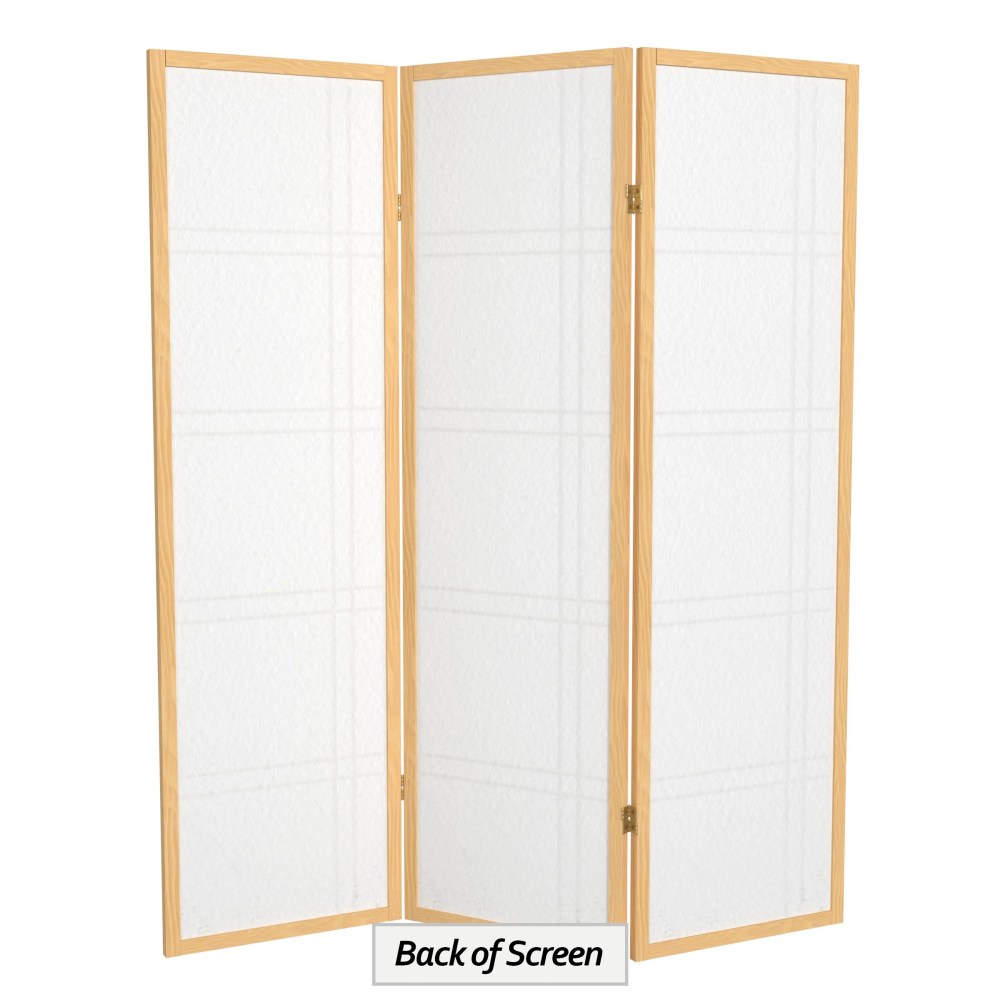 Red Lantern 5 ft. Tall Double Cross Shoji Screen - Natural - 3 Panels - Image 6