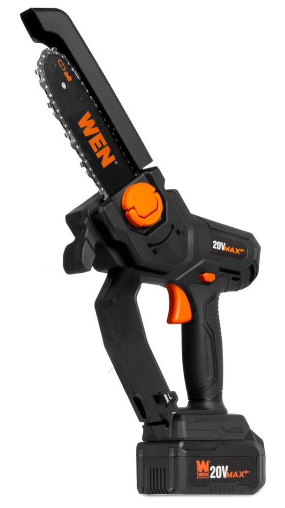 WEN 20V Max Cordless Mini Chainsaw with 6-Inch Bar,4Ah Battery and Charger