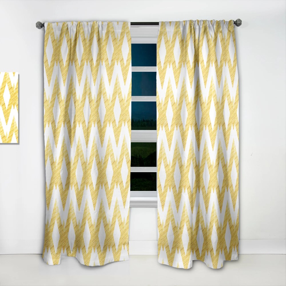 Designart 'Gold Glittering Lines Retro Pattern' Mid-Century Modern Curtain Panel - Image 4