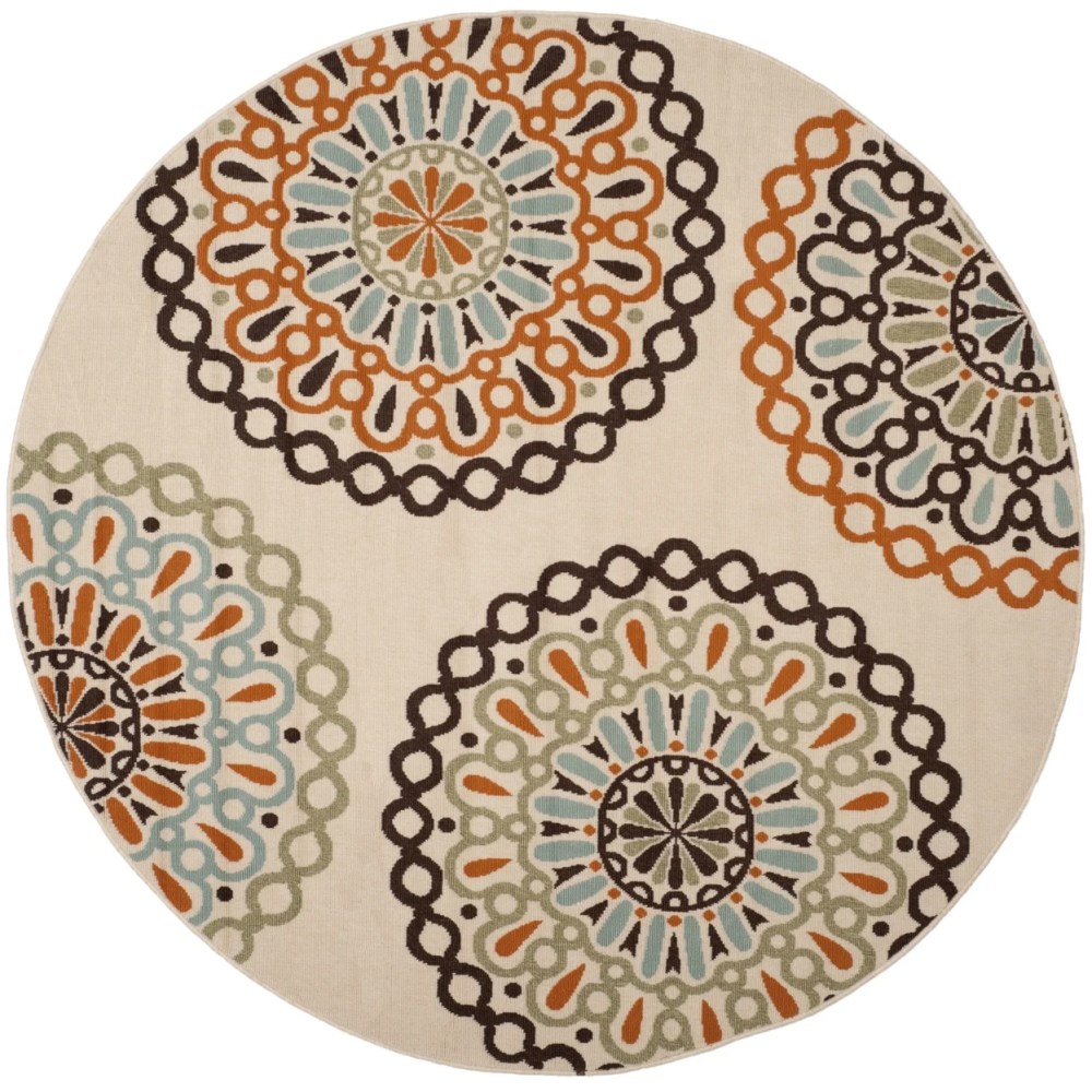 SAFAVIEH Veranda Axum Geometric Indoor/Outdoor Area Rug, 6'7" x 9'6", Cream/Terracotta - Image 8