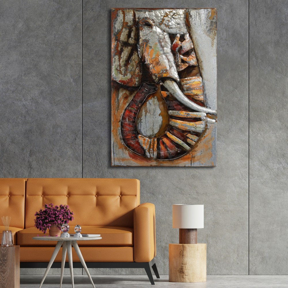 Empire Art Direct Elephant Hand Painted 3D Metal Wall Art, 60" x 40" x 2.8", Ready to Hang - Image 2