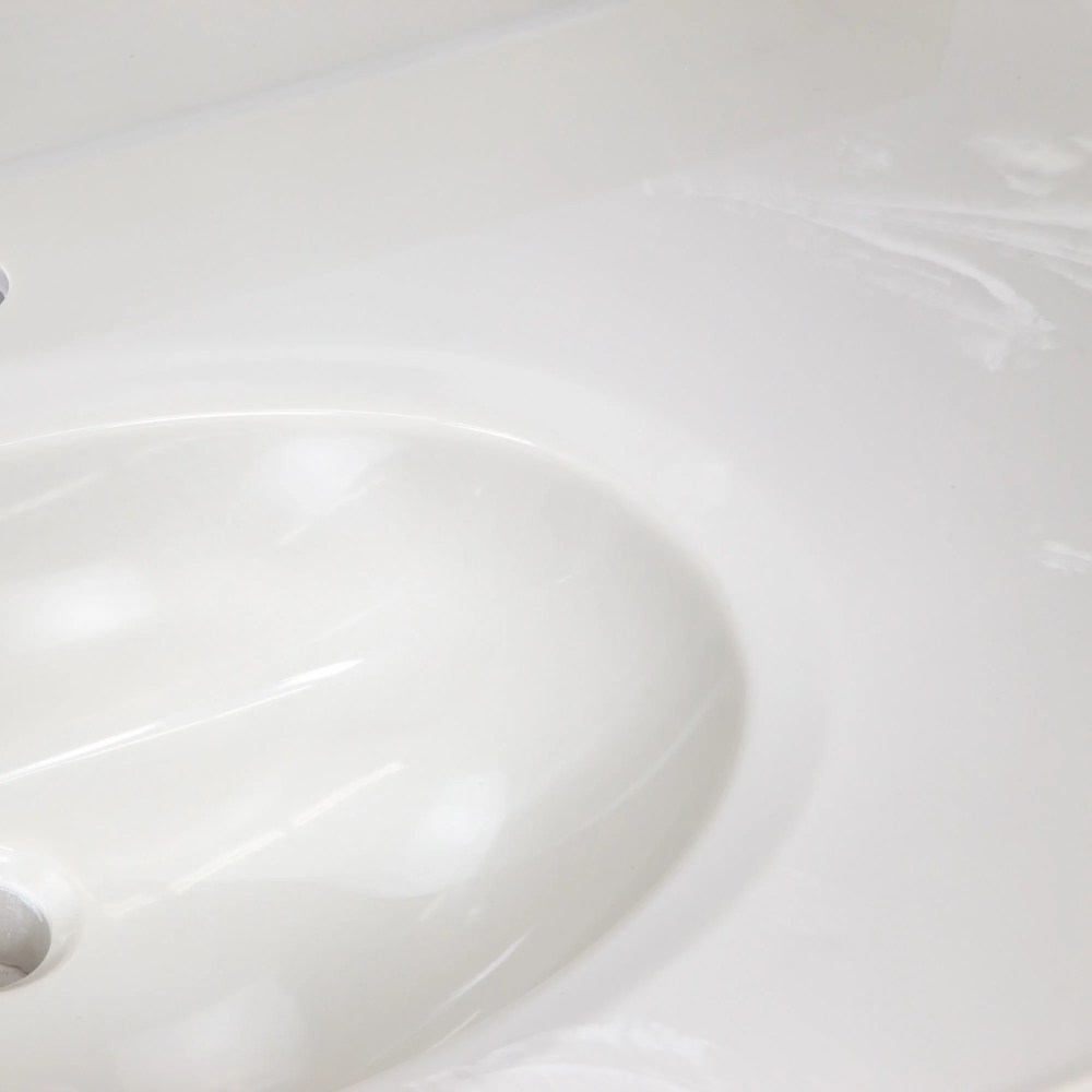 Design House Cultured Marble 31" x 19" Single Bowl Vanity Top with Centerset Mount and Backsplash, Ivory Swirl - Image 18