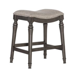 Powell Hayes Backless Wood Counter Stool, 27" seat Height, Gray Finish