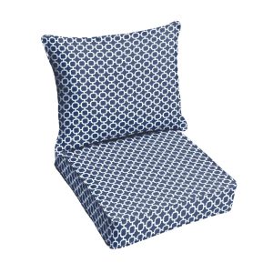 Sorra Home Navy Chainlink Indoor/Outdoor Deep Seating Pillow and Cushion Set,  Corded