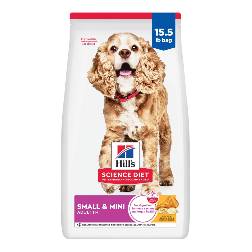 Hill's Science Diet Small & Mini Chicken, Barley & Rice Dry Dog Food for 11 Senior Dogs, 15.5lb Bag