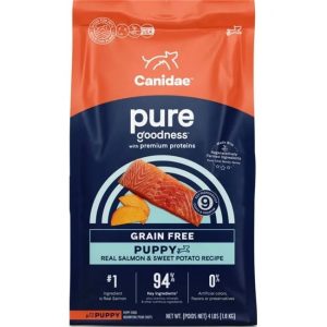 Canidae 102757 4 lbs Pure Goodness Grain Free Real Salmon & Sweet Potato Recipe Dry Puppy Food - 6 Count