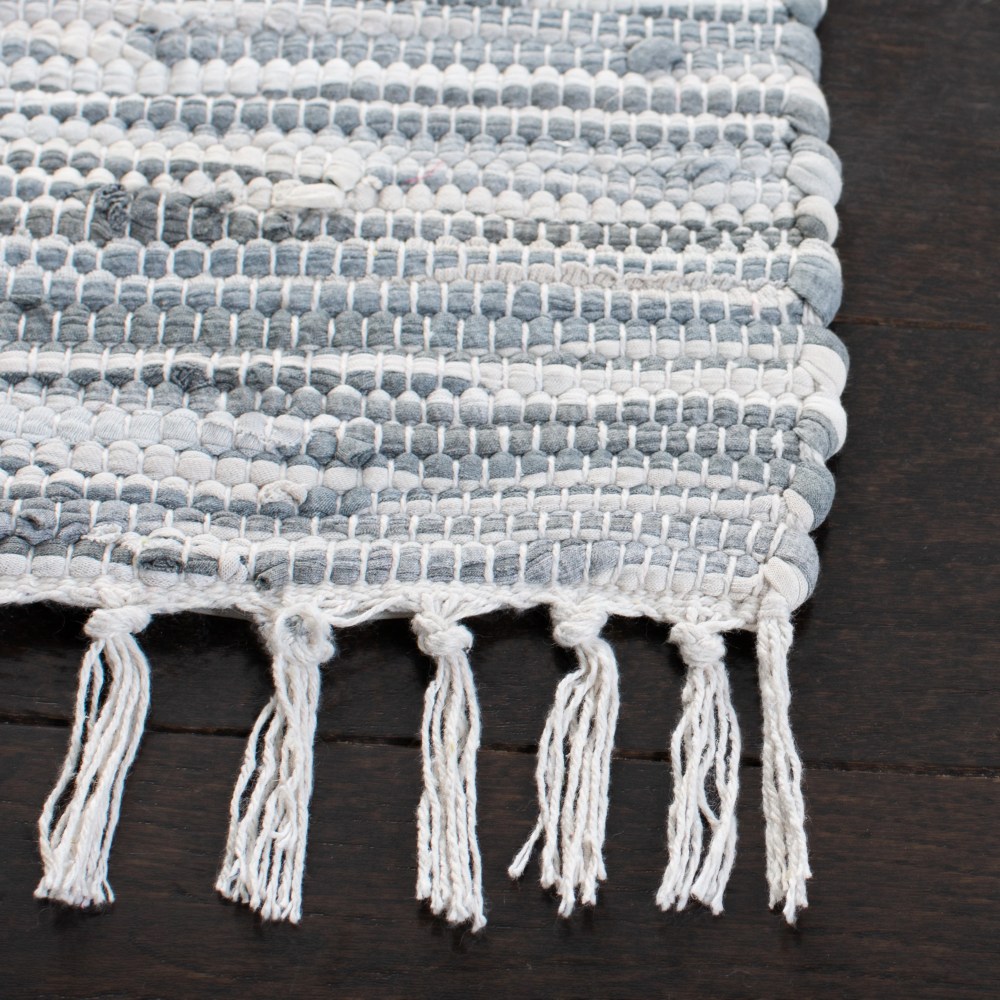 SAFAVIEH Montauk Rosalind Striped Braided Cotton Area Rug, Silver, 5" x 7" - Image 6