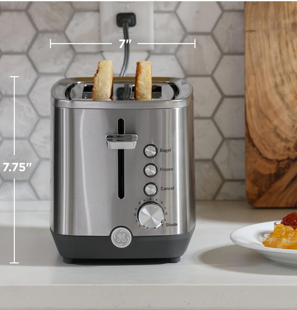 GE 2-Slice Toaster with Extra Wide Slots and Removeable Crumb Tray, Stainless Steel - Image 5