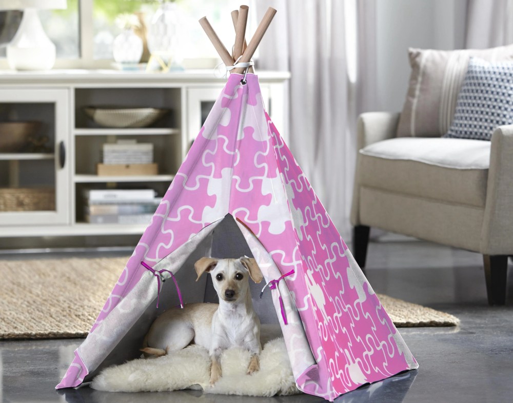 Pet Teepee, Pink Puzzle, Medium - Image 2