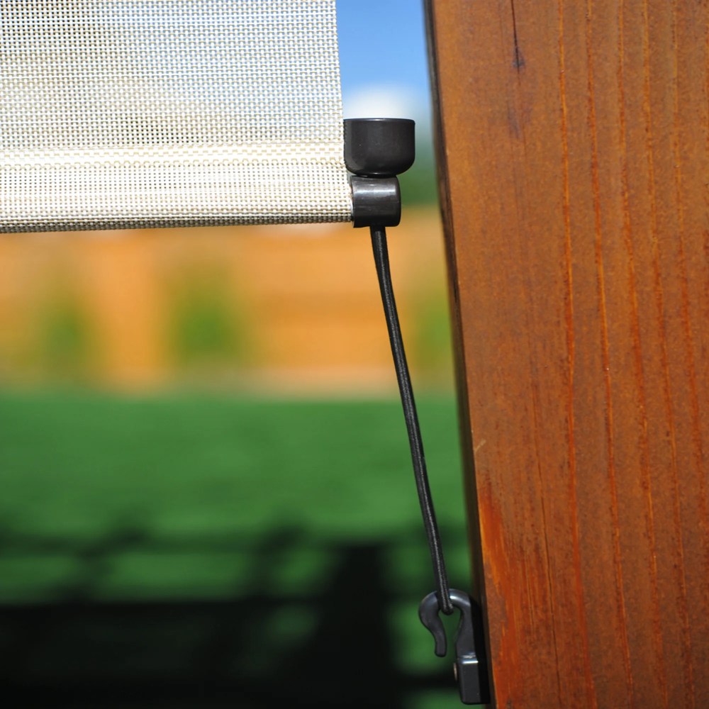Keystone Fabrics PVC Outdoor Patio Sun Shade with Valance 10ft Wide (White/Tan) - Image 9