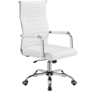 Yaheetech Modern Faux Leather Office Chair, White