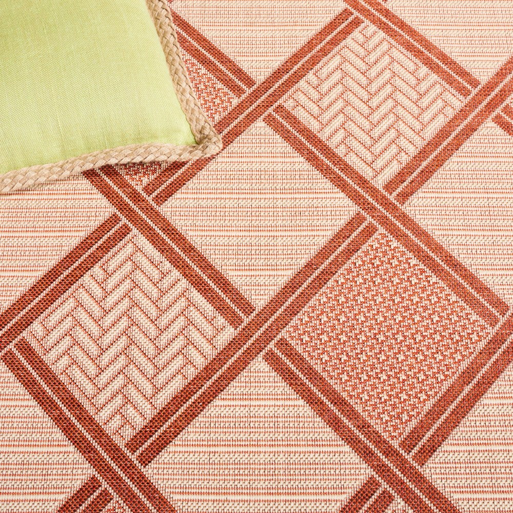 Safavieh Courtyard Shawn Geometric Indoor/Outdoor Area Rug, Cream/Terracotta, 6'7" x 9'6" - Image 3