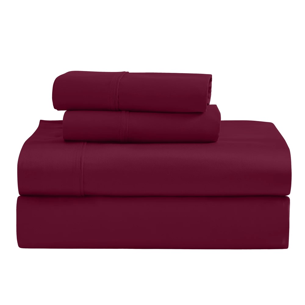 Superior Egyptian Cotton Eco-Friendly 1200 TC Sheet Set, Full, Burgundy - Image 7