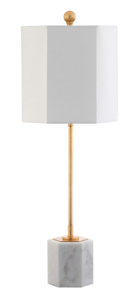 Safavieh Magdalene Marble 29 in. H Lamp, White/Gold Leaf, Set of 2 - Image 6