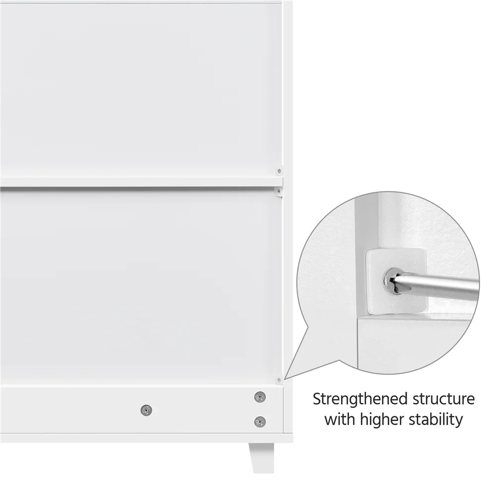 Alden Design 4 Tier Wooden Shoe Storage Cabinet with 1 Drawer for Entryway, White - Image 3