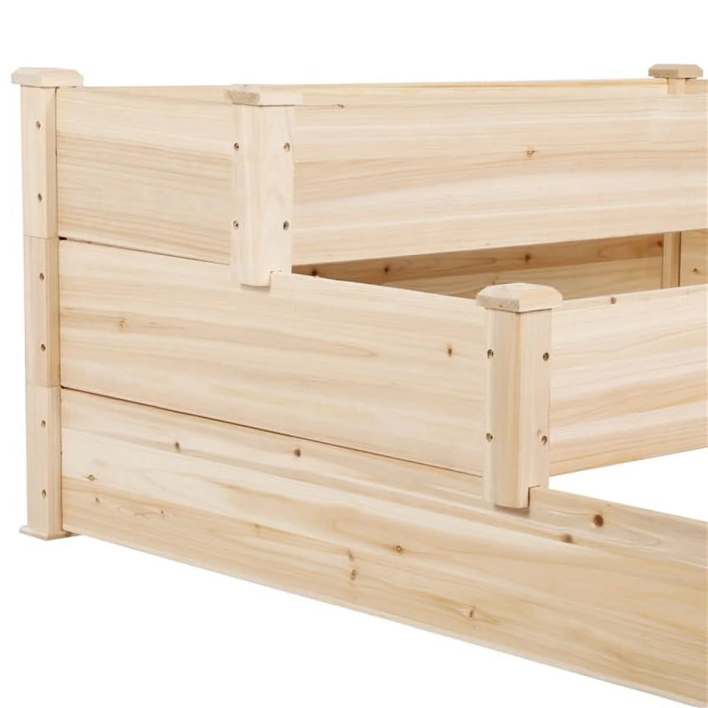 Alden Design 3 Tier Wood Raised Garden Bed Wood Elevated Flowers Vegetables Planter - Image 11
