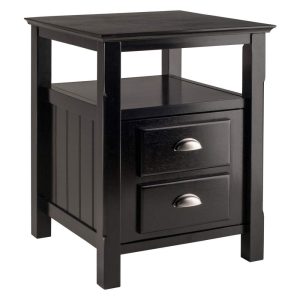 Winsome Timber Nightstand with Door,Black Finish