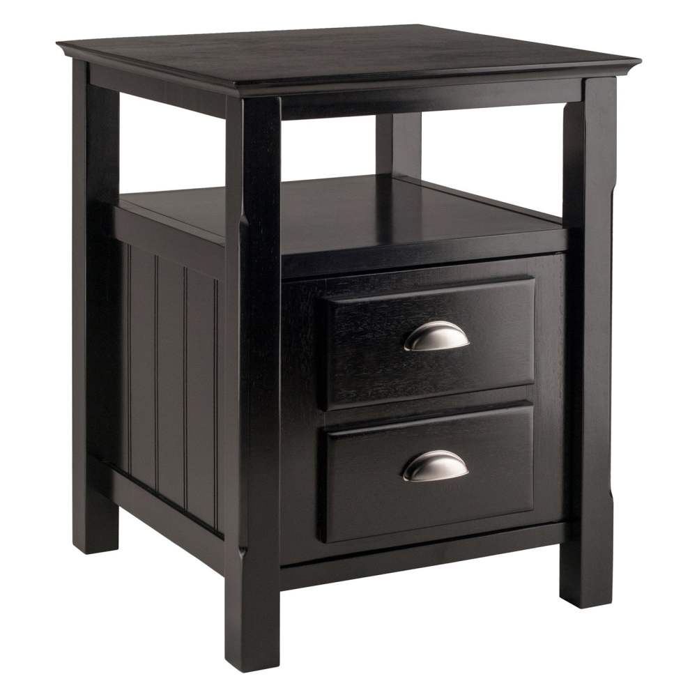 Winsome Timber Nightstand with Door,Black Finish