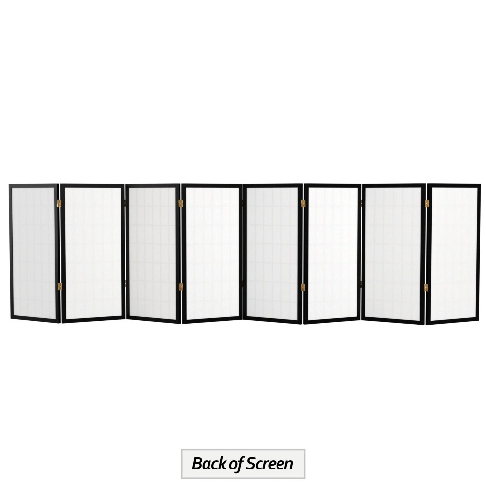 Red Lantern 3 ft. Short Window Pane Shoji Screen - Black - 8 Panels - Image 3