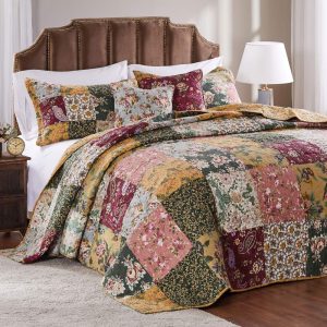 Greenland Home Fashions Antique Chic 100 Cotton Authentic Patchwork Bedspread Set, 3-Piece King/Cal King
