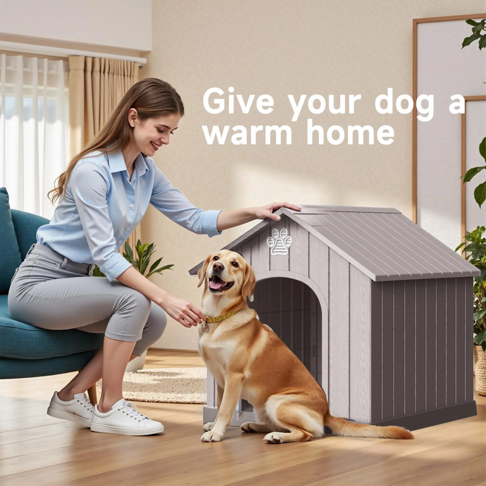 Indoor Outdoor Waterproof Dog House, PP Material, Puppy Shelter with Air Vents and Elevated Floor, Sturdy Dog Kennel for Small to Large Sized Dogs, Easy to Assemble (Blue, 38.6236.2638.07 Inches) - Image 5