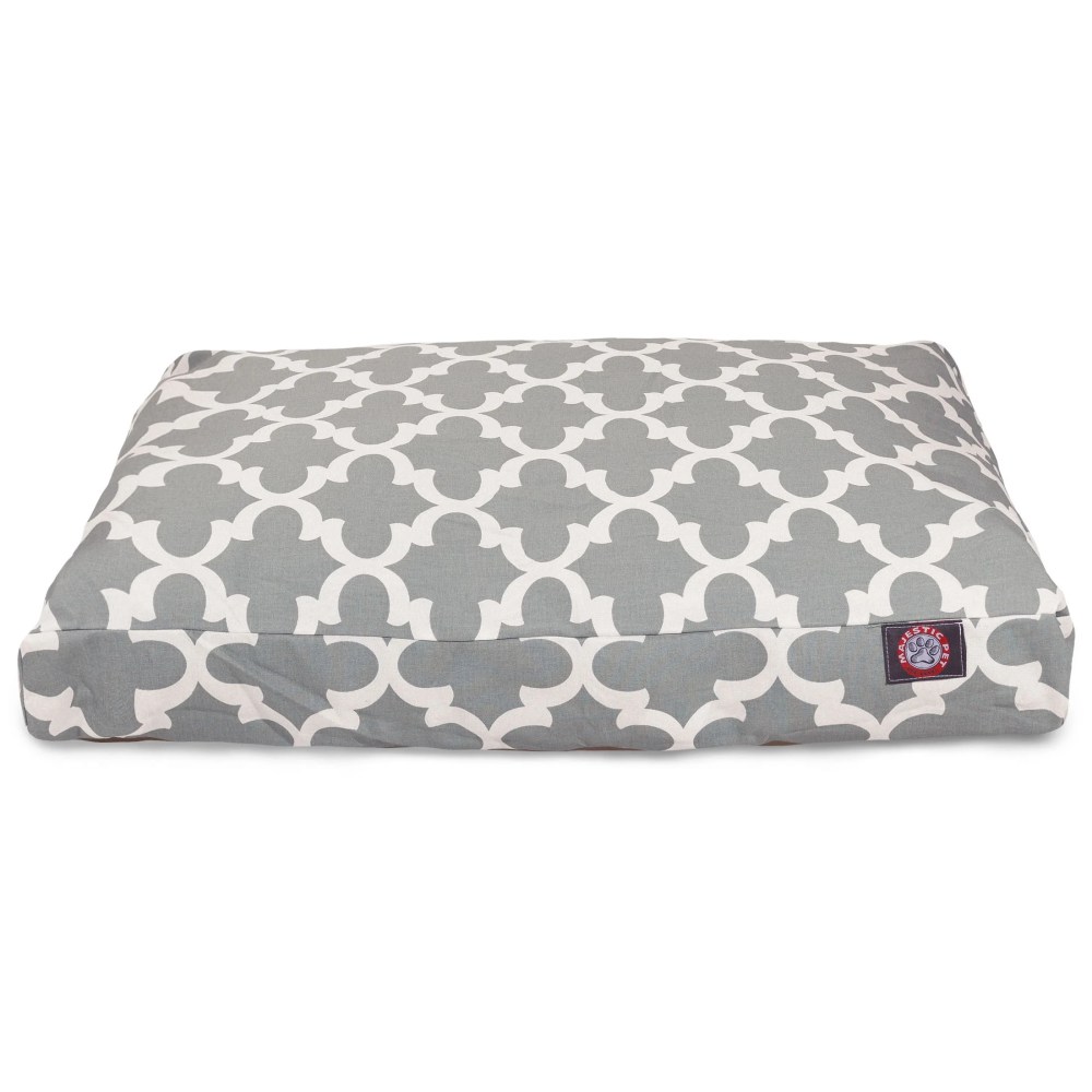 Majestic Pet Trellis Rectangle Pet Bed For Dogs, Removable Cover, Gray, Medium