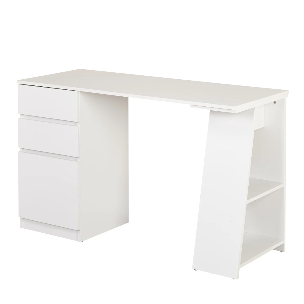 Como Writing Desk with 3 Storage Drawers, White - Image 2