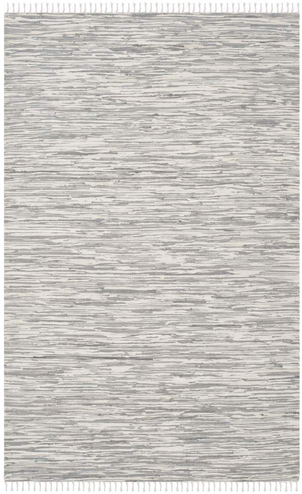 SAFAVIEH Montauk Rosalind Striped Braided Cotton Area Rug, Silver, 5" x 7" - Image 4