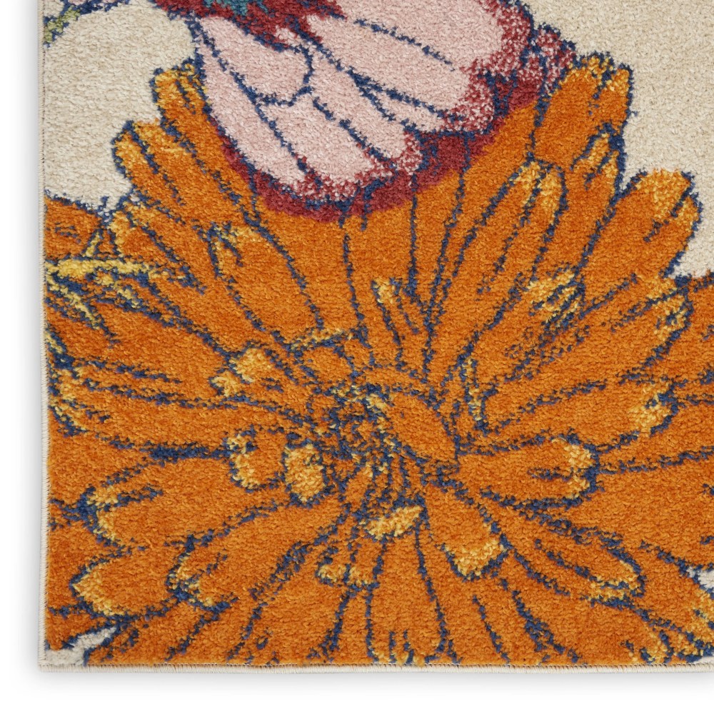 Nourison Allur Modern Floral Ivory Multicolor 5'3" x 7'3" Area Rug, (5" x 7") - Image 3