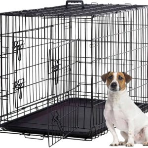 Dkelincs 42 inch Heavy Duty Dog Cage Foldable Dog Crate w/2 Doors&Divider XL Dog Kennel w/Handle for Medium Puppy