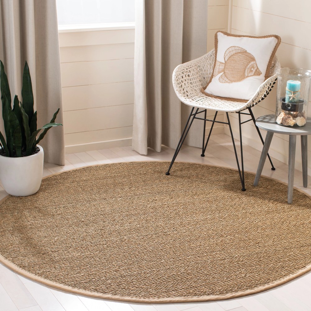 SAFAVIEH Natural Fiber Maisy Solid Area Rug, Natural/Beige, 6" x 6" Round - Image 3